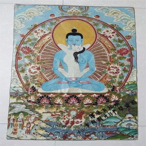Xizang Buddha thangka embroidery silk embroidery Nepal hang a picture happy Buddha happy king kong Buddha