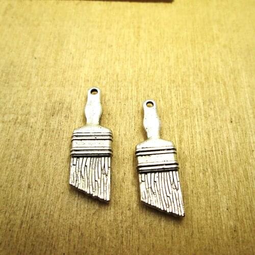 20pcs 28x8mm brush charms 3D brush charm pendants DIY necklace/ bracelets charms antique silver tone