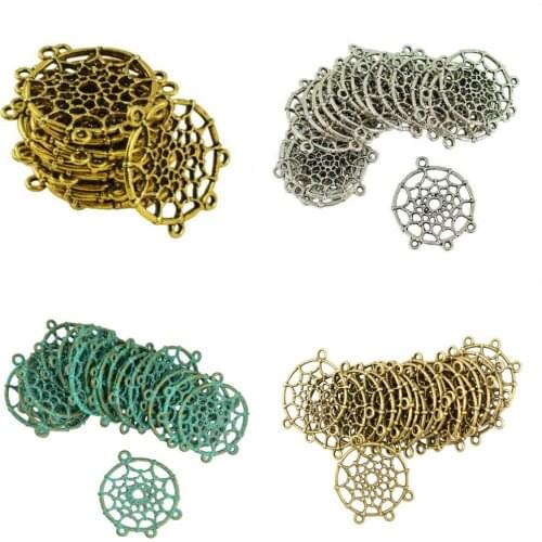 20 pieces Brass Bronze Dreamcatcher Charms Pendants For DIY Bracelet Necklace Earring Craft Jewelry Making Findings