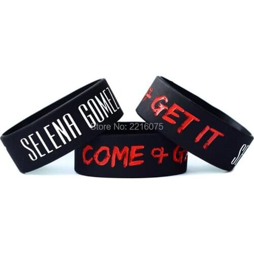300pcs One Inch Selena Gomez Come and Get It wristband silicone bracelets free shipping by DHL express