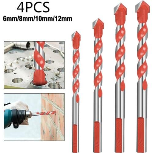 4 PCs Multi Purpose Ceramic Wall Glass Cement Hole Opener Stone Cutter Nail Metal Drill Triangle Drill Bit Tiling Cement