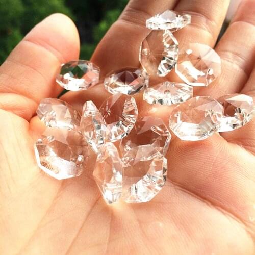 Top Quality 14mm Clear 500pcs Crystal Octagon Beads In 2 Holes Diy Wedding & Crystal Curtain Glass Accessories Chandelier Parts