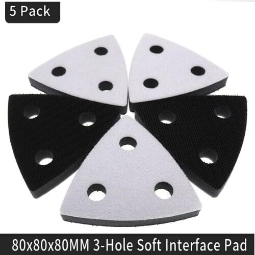 80x80x80MM 3-Hole Soft Interface Pad Hook and Loop Sanding Disc Backing Pad Power Tools Accessories (Pack of 5)
