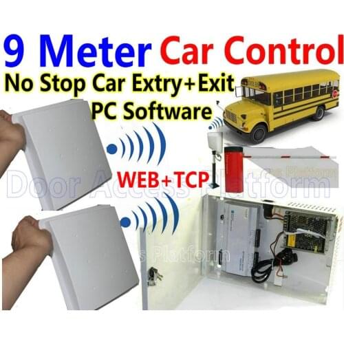 9 Meters Security Automatic Car Park RFID UHF RFID antenna Barrier gate Data/record Car reader Web Access Controller access kits