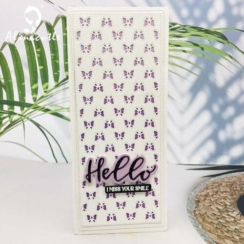 2pc Slimline Metal Cutting Die Cut Butterfly Bow Background Slimline Card Scrapbooking Paper Craft Handmade Album Card Punch Art