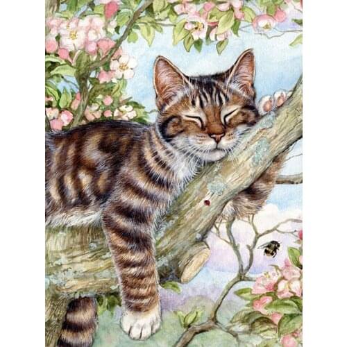 JMINE Div 5D Cat tree Flower Full Diamond Painting cross stitch kits art High Quality Animal 3D paint by diamonds