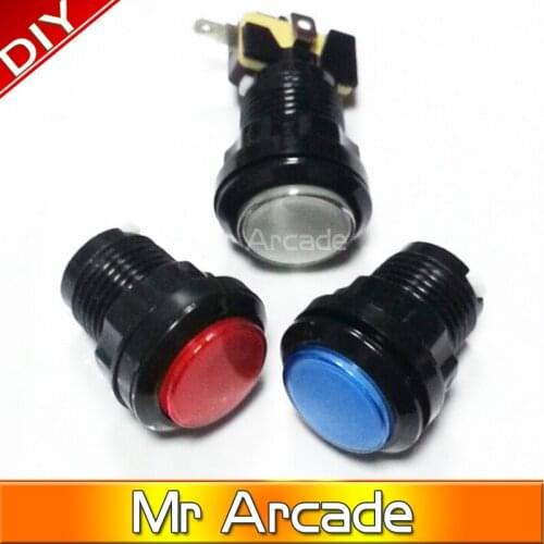 Free shipping 24mm illuminated 12v LED Arcade Push Button with microswitch 5 colors 3pins microswitch or 2pins microswitch 1pcs