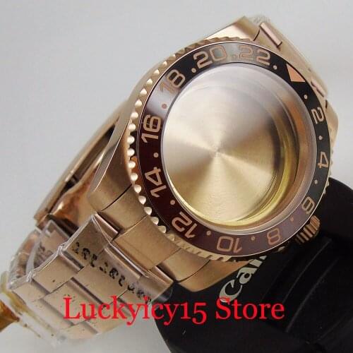 Rose Gold Coated High Quality Watch Case + Watch Band Fit ETA 2836 MIYOTA Movement