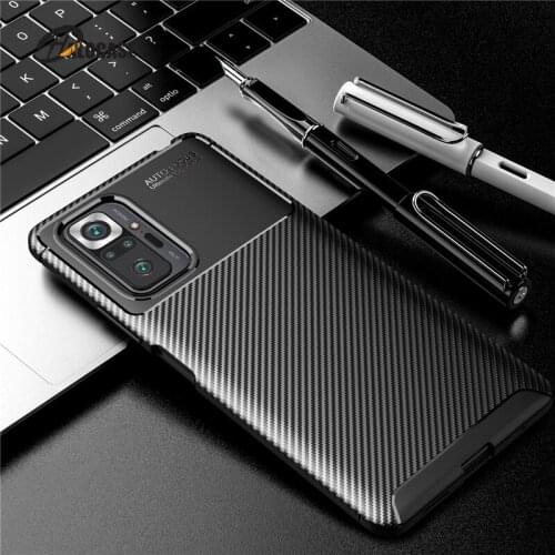 For Xiaomi Redmi Note 10 Pro Max Case Matte Soft Tpu Carbon Fiber Phone Cases for Redmi Note 10 10S 4G 5G Back Cover