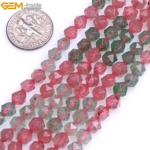 Gem-inside Natural AAA Grade faceted multicolor cherry quartz Beads For Jewelry Making Beads Strand 15" DIY Christmas Gift