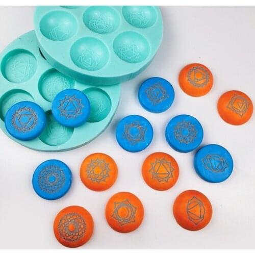 Epoxy Resin Mold Seven Chakras Hemisphere Round Silicone Mould DIY Crafts Tools M2EA