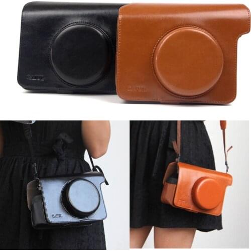 Leather Camera Bag Transparent case with Strap for Fujifilm Instax Wide 300
