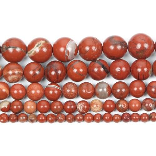 Natural Stone Red Stone Veins Charm Round Loose Beads For Jewelry Making Needlework Bracelet Diy Pick Size Strand 4 6 8 10 12 MM
