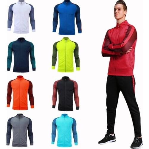 Mens Sport Soccer Tracksuit Coat Jacket Jersey Football Jacket Long Sleeve Outdoor Sports Training suit Uniform Set