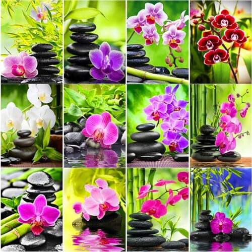 New DIY 5D Diamond Painting Bamboo Flower Diamond Embroidery Scenery Cross Stitch Full Square Round Drill Home Decor Art Gift