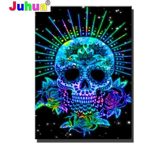 Diy 5d diamond mazayka Skull Blue Rose Diamond Painting animals full square/round drill embroidery sale kit Craft And Art