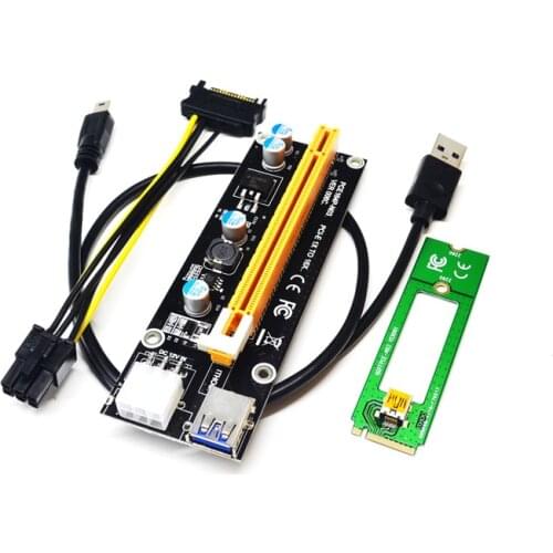 New 1X TO 16X M2 NGFF PCI-E PCI Express Extender Riser Card Adapter 60CM USB 3.0 Cable 6Pin Power Cable For Bitcoin Miner Mining