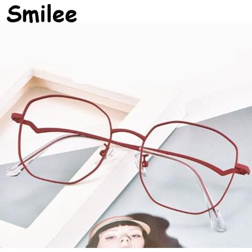 Alloy Red Square Eyeglasses Frame Clear Lens Fashion Shades Oversized anti blue light Optical Glasses Purple Green Frames