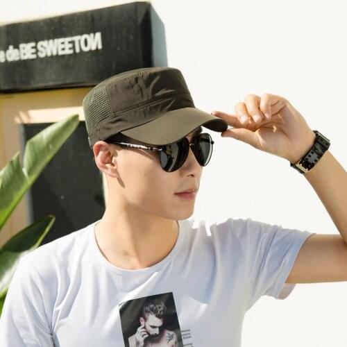 Flat Hat Male Summer Outdoor Sunscreen Military Hat Mesh Breathable Sun Hat Quick-Drying Cap Baseball Cap