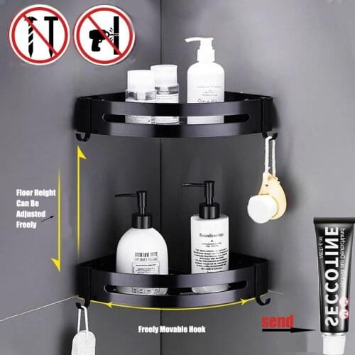 Bathroom Shelf Organizer Shower Storage Rack Black Corner Shelves No Punch-Free Wall Mounted Shower Rack Bathroom Accessories