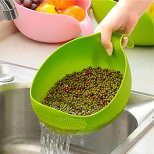 Durable Rice Washing Filter Strainer Kitchen Tool Beans Peas Sieve Basket Colanders Cleaning Gadget Filtering With Handle Newest