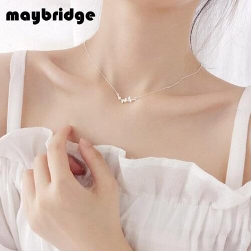 NM014 A Simple And Refreshing Lady Necklace Fashion Many Ginkgo Leaf Short Chain Women Girl Silver Plated Jewelry Wholesale