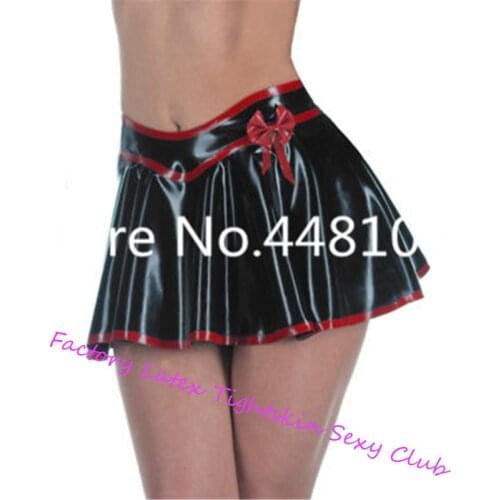 Sexy Women Handmade Latex A-Line Shirts with Red Edge for Girls Mini dress Princess Holiday Shirts
