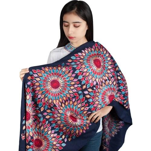 New Arrival women Embroider Flower scarf hijab wrap solid color shawls headband popular hijab muslim scarves scarf 10 colors