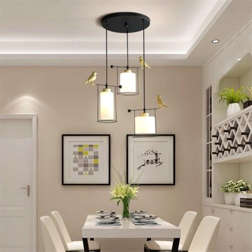 Nordic Restaurant Bird Glass Pendant Lights Three-head Kitchen Modern Table Bar Pendant Lamps Nordic Dining Room Lamp