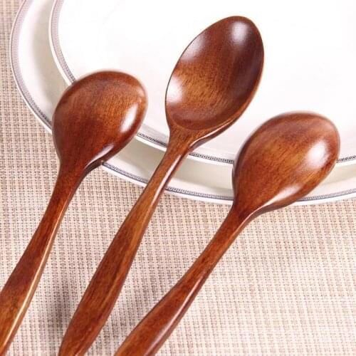 3pcs 14/18cm Natural Wood Japanese-style Tableware Cooking Honey Soup Teaspoon Catering Kid Spoon Kitchenware Rice Soup Spoon