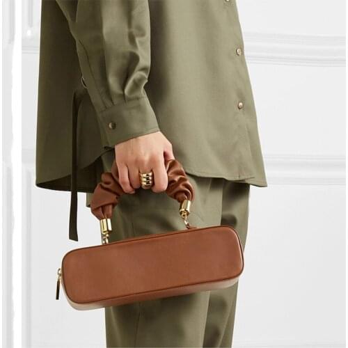 Vintage Rectangular Pleated Women Handbag New PU Leather Shoulder Messenger Bags Luxury Lady Designer Bag Crossbody Bags A2-66
