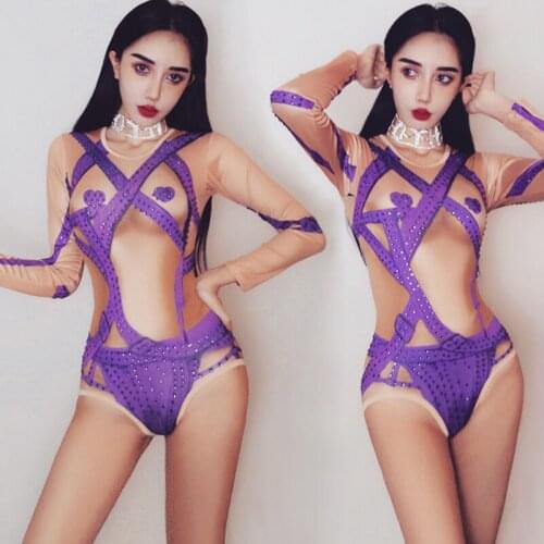 Feminina Women Nightclub Beyonce Bodysuit Gogo Dancer Costume Bar Party Rave Clothes DJ Stage Costume For Singer