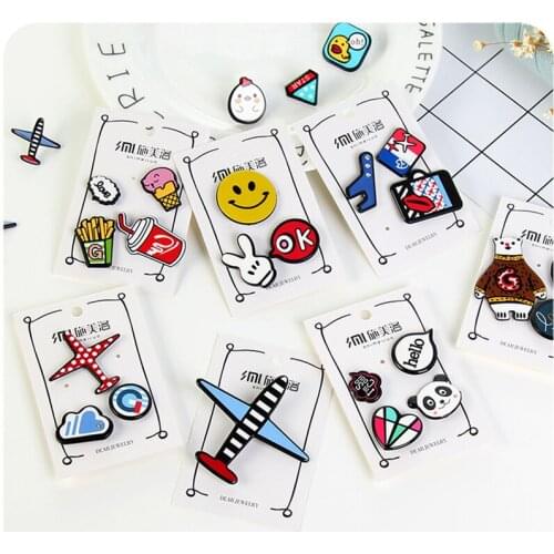 1PC Cartoon Acrylic Badge Unisex Cute Fashion Mini Brooches Anime Icons Colorful Badges Gift 19 Styles Clothes Accessories
