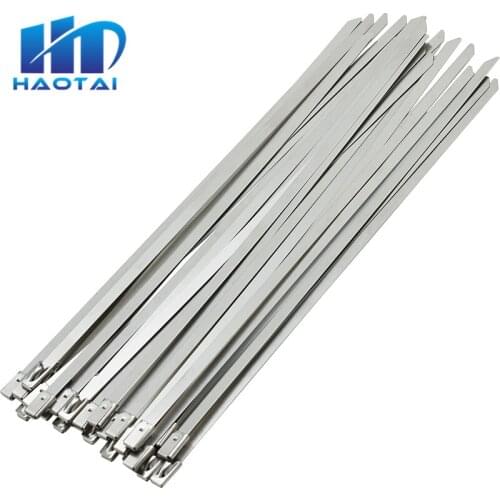 100PCS 4.6x300mm 4.6x200mm 4.6x150mm Stainless Steel Metal Locking Cable Ties Zip Wrap Exhaust Heat Straps Induction Pipe Header