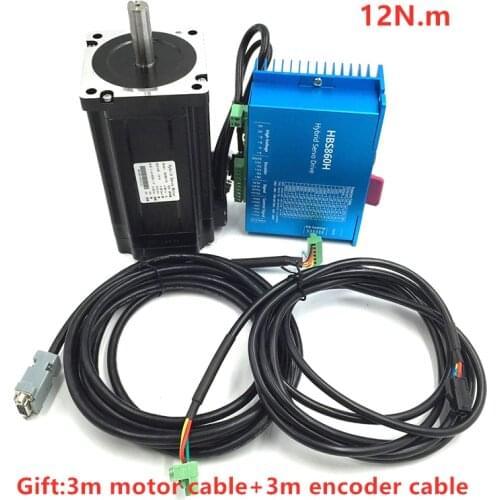 12N cnc nema 34 Closed Loop Servo Stepper Motor with Driver HBS860H & Power Supply+ MACH3 Interface board