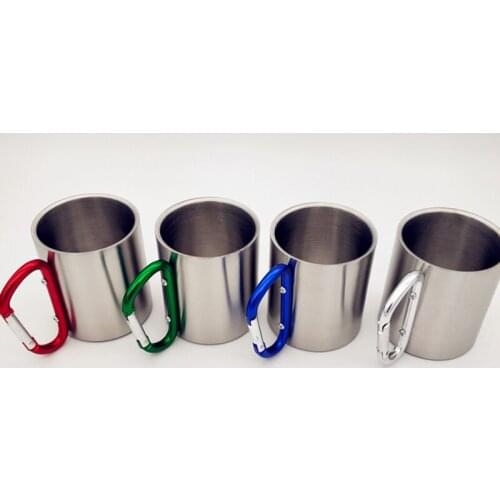 200ml Stainless Steel Camping Cup For Traveling Outdoor Cup With Button Carabiner Climbing Backpacking Hiking Portable Cups