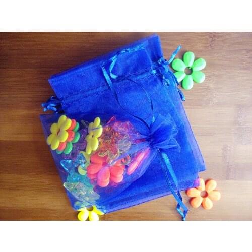 200pcs 7*9cm Royal Blue Organza Gift Bag Jewelry Packaging Display Bags Drawstring Pouch For Bracelets/necklace Mini Yarn Bag