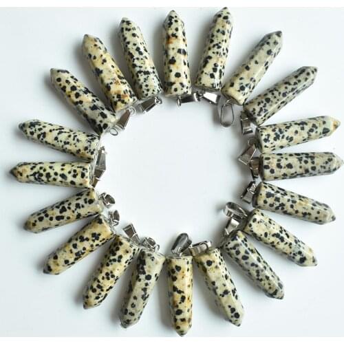 2020 Fashion Hot Sell Natural Spot stone Hexagonal pillar point charms pendants for jewelry marking Wholesale 24pcs/lot Free