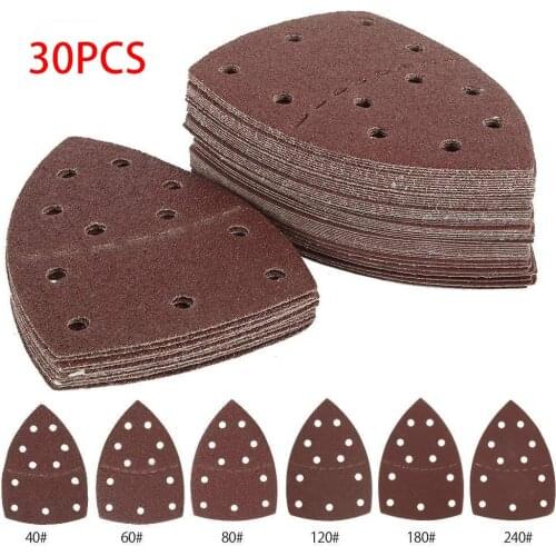 30pcs 152mm Sanding Sheets Pads Mouse Triangle Discs 40/60/80 120/180/240 Grits For Fine And Streak-free Sanding