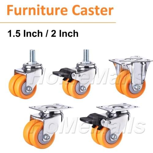 4pcs 1.5/2 inch 360 Degree Swivel Caster Nylon Metal Universal Wheels Silent Fixed Directional Casters For Workbench or Trolley