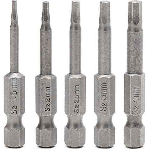 5 Pcs Magnetic Hexagon Screwdriver S2 Steel 1/4" Hex Shank 50mm Power Drill Bit