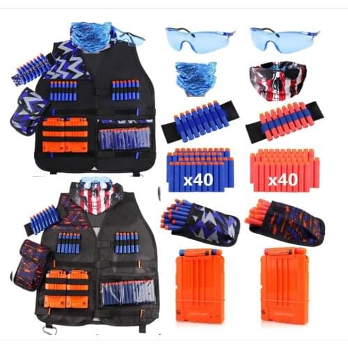 Children Black Tactical Gun Accessories Waistcoat Sets Ammo Holder Elite Pistol Bullets Toy Clip Darts For Nerf Series Kids Toy