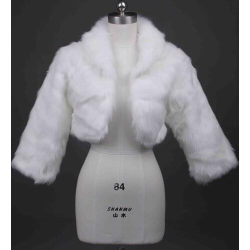 White,ivory,black,Faux Fur long sleeve jacket Shrug shawls Wedding Bridal bolero coat Wrap Stole shawl formal bolero cape