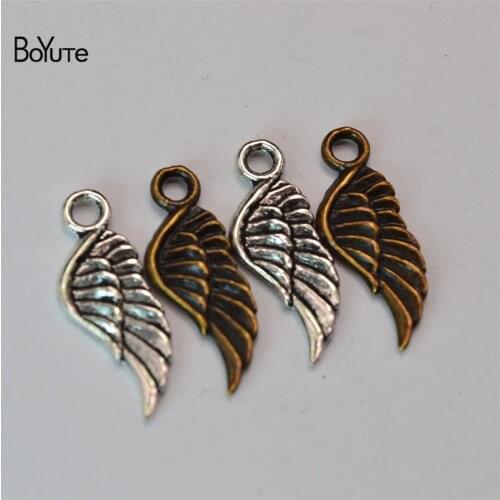 BoYuTe (200 Pieces/Lot) Wholesale Vintage Angel Wings Pendant Charms for Jewelry Making Diy