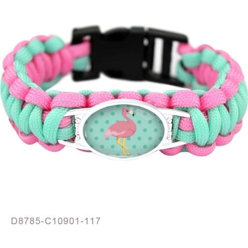 Flamingos Unicorn Bracelets Pink Outdoor Survival Rope Paracord Bracelets Women Men Unisex Fashion Jewelry Party Friends Gift