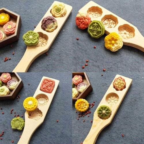 Wooden Mooncake Mold Flower Pastry Baking Tool for Making Mung Bean Cake Ice Skin Fondant Mould Biscuit Chocolate Decorating