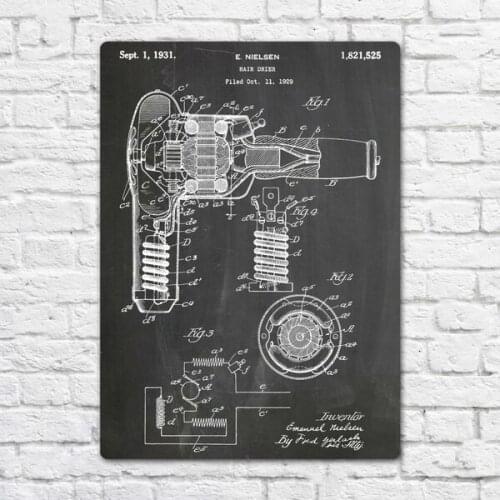 Hair Dryer 1931 Patent Metal Tin Sign Metal Sign Salon Poster Hairdresse Wall Decor Fashion Art Decor Poster