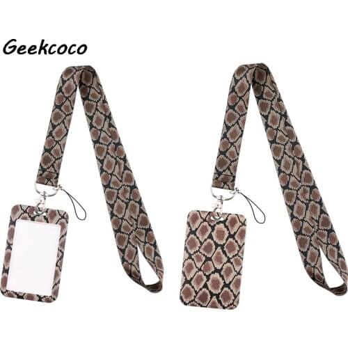 J2611 Horror Snake Skin Lanyard Keychain keys Badge ID Mobile Phone Rope Kids Gifts Lanyard With Card Holder Cover