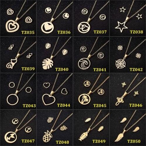 Jisensp Vintage Angel Wings Jewelry Set for Woman Girl Stainless Steel Pendant Necklace Stud Earrings Fashion Accessories Gift