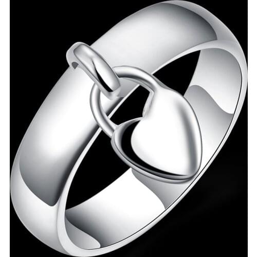 925 sterling silver heart lock Couple ring size 6/7/8/9/10 Fashion LOVE Wedding Party Girl Valentines Day gifts fine Jewelry